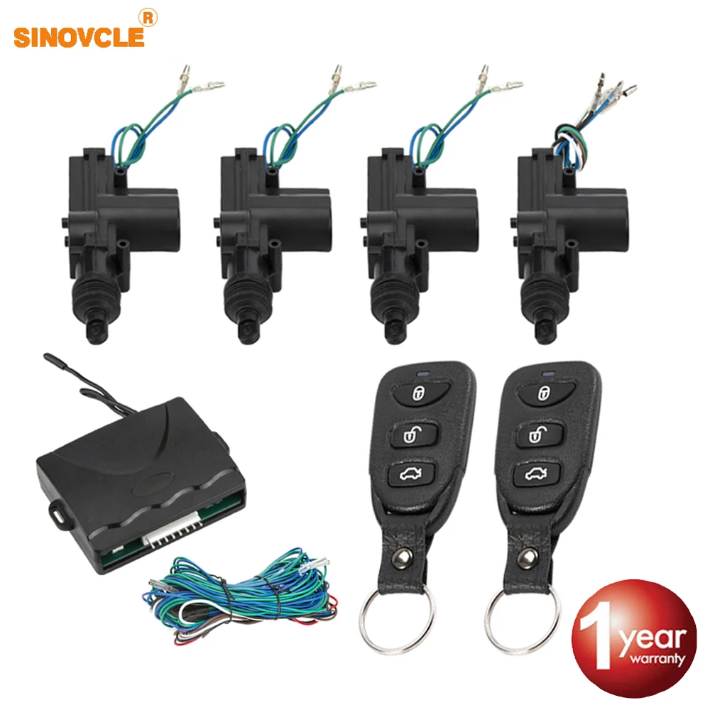 Car Lock Door Remote Control Keyless Entry System Locking Kit with 4 Door Lock Actuator Universal 12V