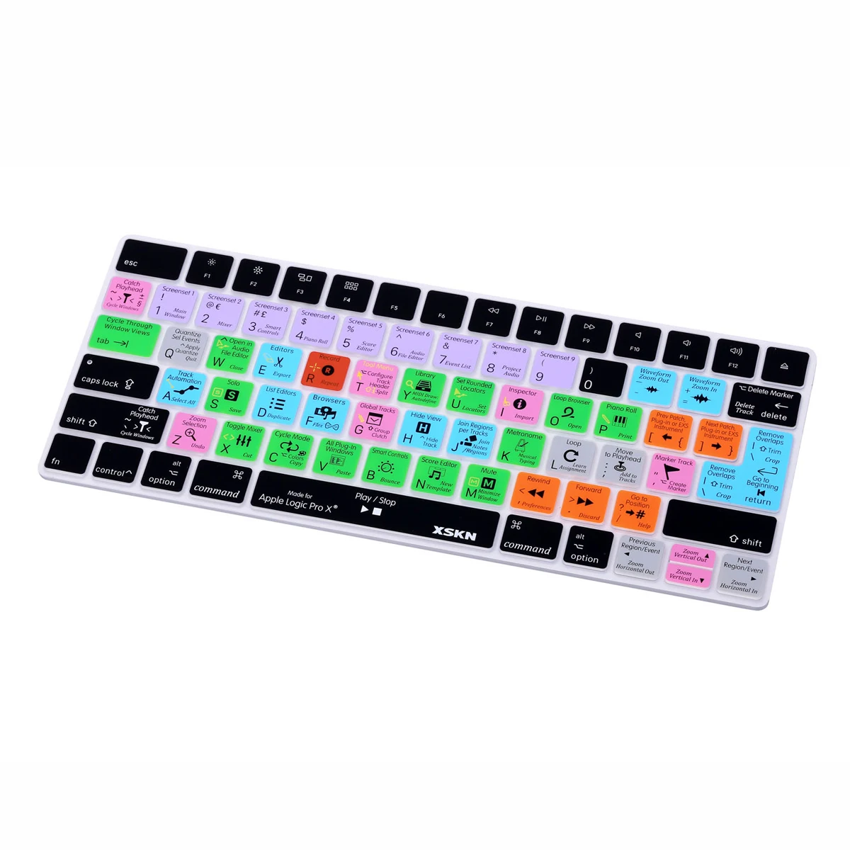 XSKN for Apple Magic Keyboard Logic Pro X Shortcut Silicone Keyboard Cover Skin Functional Hotkeys Protective Cover Sticker