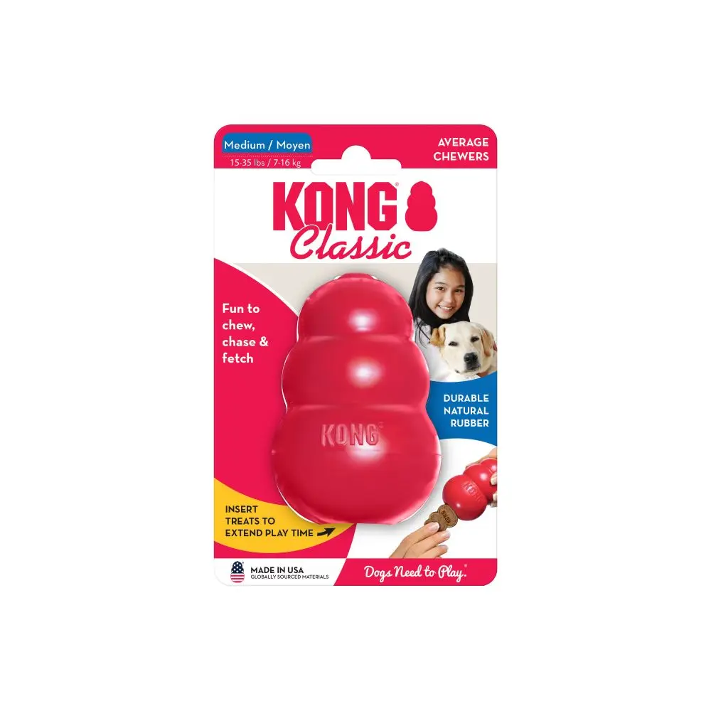 M-Size KONG Classic Dog Chew Toy Collection Up to 15-35lbs(7-16kg)