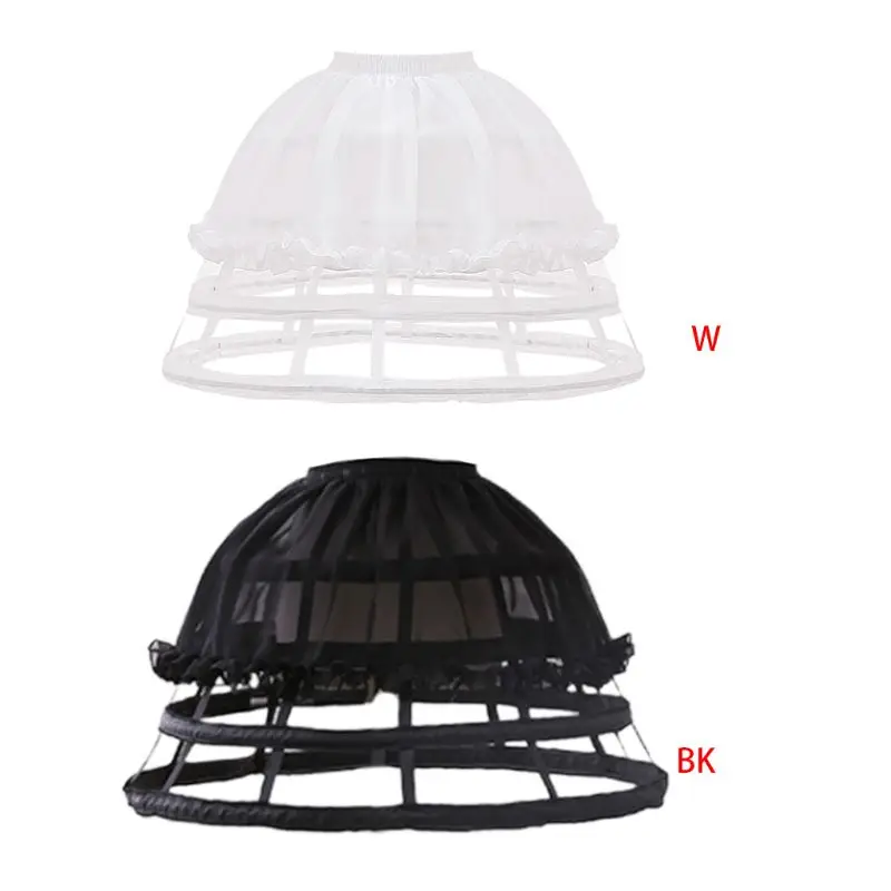 shipping Womens Hollow Out Birdcage Petticoat 4 Hoops Pleated Underskirt