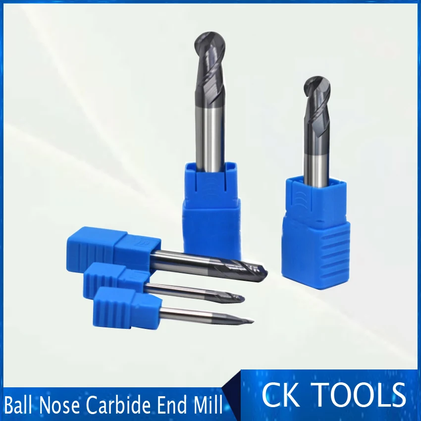 

Ball Mill 1mm 2mm 3mm 4mm 5mm HRC50 2 Flute Milling Machining Tungsten Steel Sprial Bit Milling Cutter Ball Nose End Mill