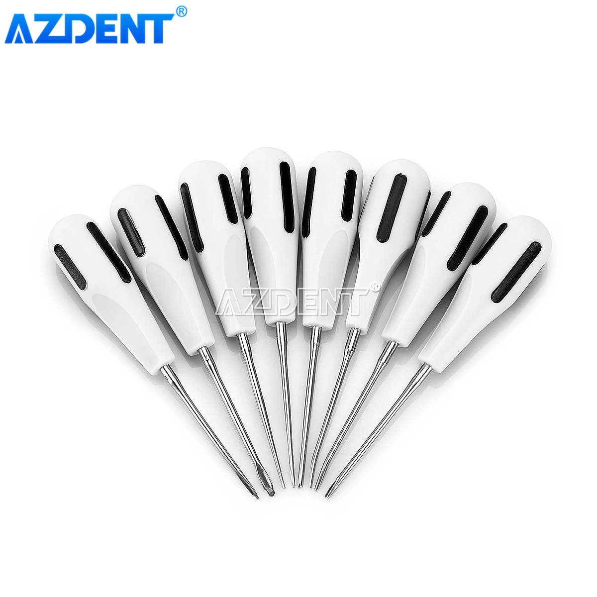 8PCS AZDENT Stainless Steel Dental Luxating Lift Elevators Set Clareador Curved Root Dentist Surgical Instrument Plastic Handle