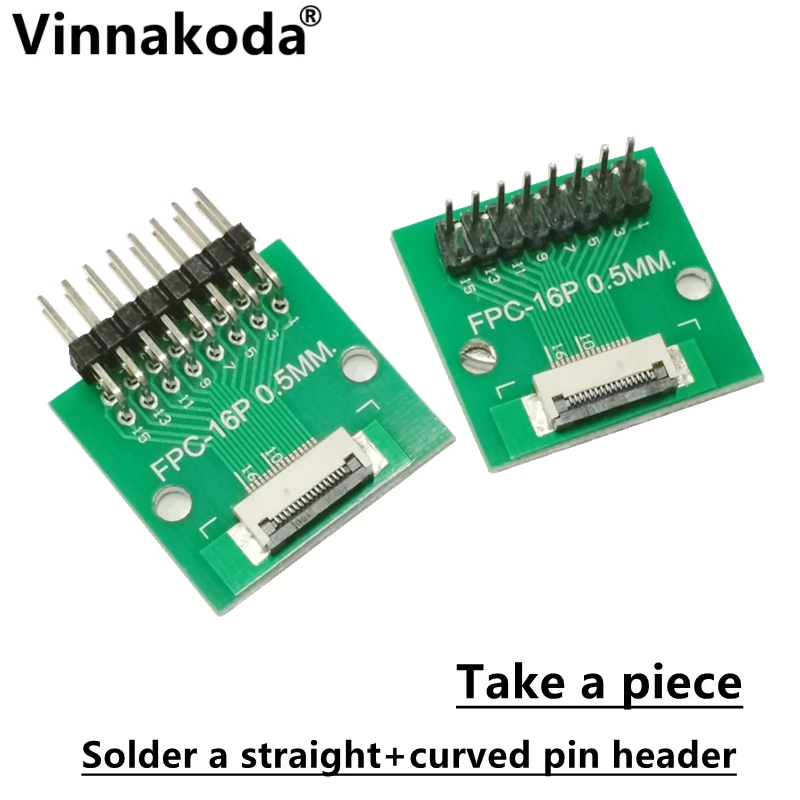 2PCS FFC/FPC adapter board 0.5MM-16P to 2.54MM welded 0.5MM-16P flip-top connector Welded straight and bent pin headers