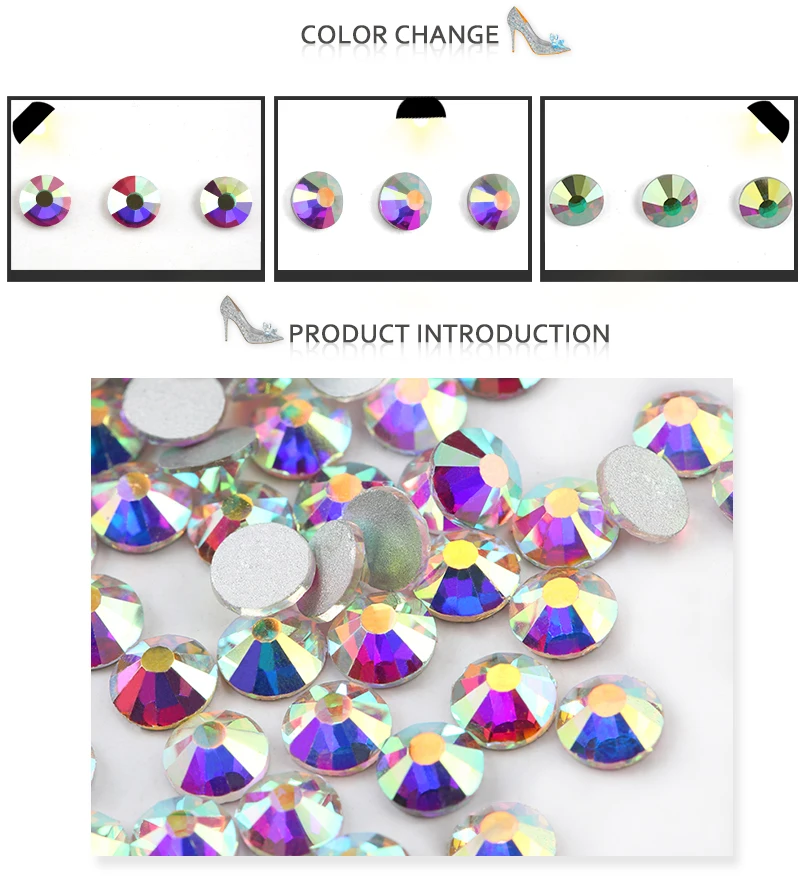 QIAO Glitzer-Strasssteine Crystal AB SS3-SS50, nicht heißklebend, flache Rückseite, Strass zum Nähen & für Textilien, Kleidung, Nagelkunst. – Detail 11