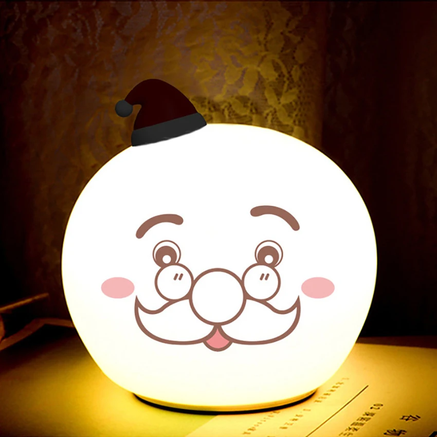 실리콘 LED 야간 조명, 크리스마스 산타 클로스 조명, 귀여운 램프 색상 변경, 생일 크리스마스 선물, 어린이용 야간 조명