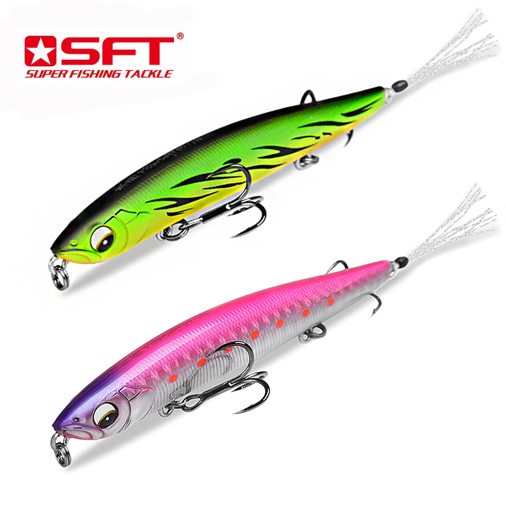 SFT 90mm/17g Fishing Lure Pencil hard bait Artificial Stickbait Rolling Sinking Lure Jerkbait For Pike Bass Fishing Treble Hook