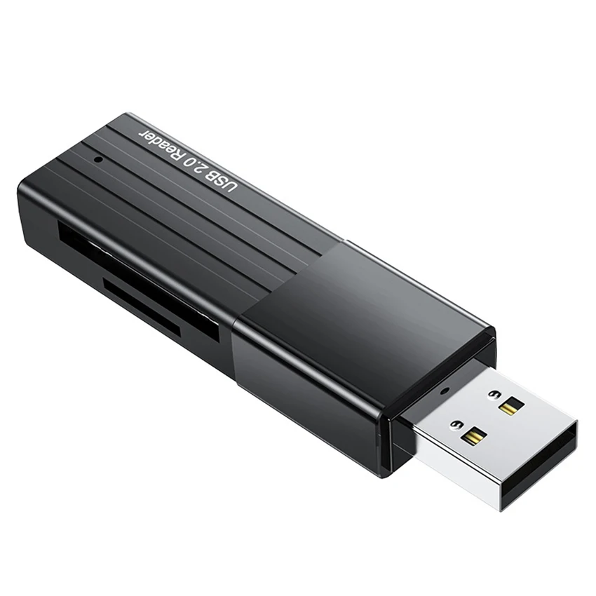 2 em 1 Leitor de Cartão USB 2.0 Para SD/TF Cartão Leitor De Memória Multi-cartão USB Escritor Adaptador Flash Drive Laptop Acessórios