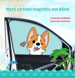 Magnetic Curtain In The Car Window Sunshade Cover Cartoon Universal Side Window Sunshade UV Protection For Kid Baby Children