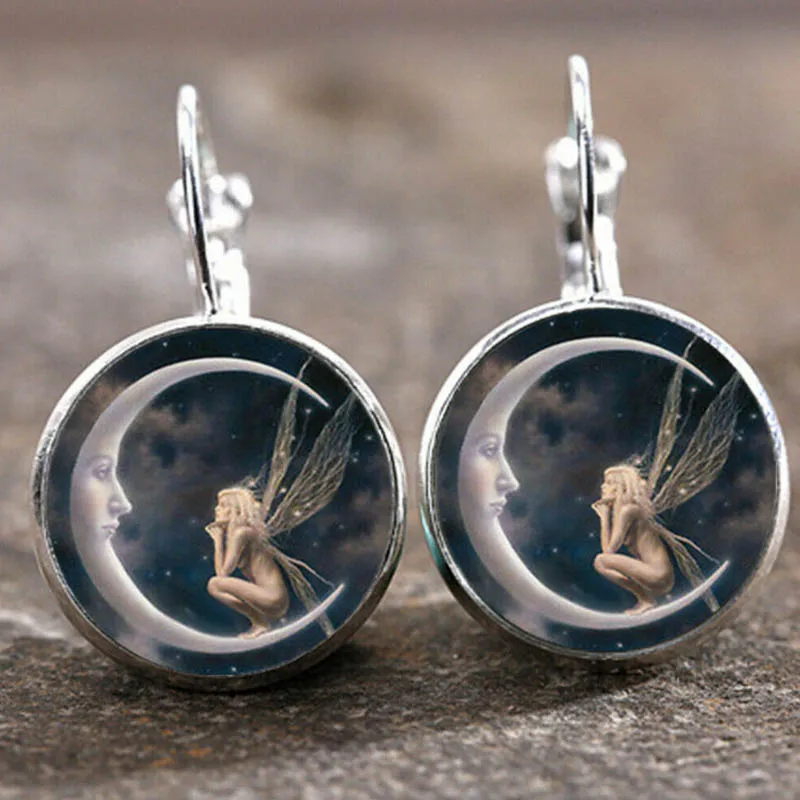 Islamic Muslim Logo Pendant Earrings Glass Convex Charm Pendant Alloy Metal Arabic Religious Jewelry