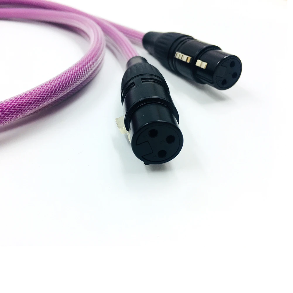 HIFI OCC ทองแดงชุบเงิน 2RCA ถึง XLR หญิงปลั๊ก RCA LR หญิงสําหรับเครื่องขยายเสียงเครื่องเล่น CD DVD