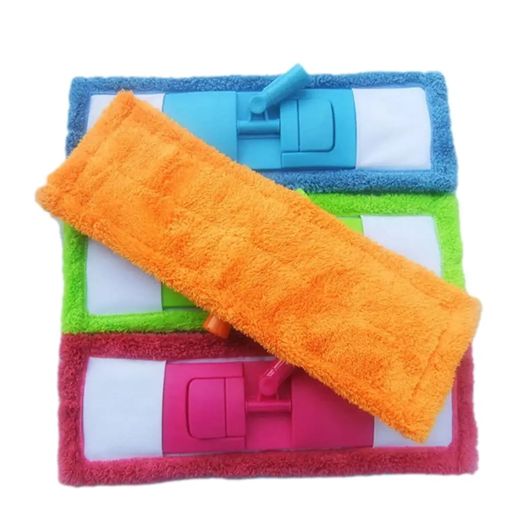 Home Cleaning Solid Color Coral Velvet Mop Cloth Head Mops Wet And Dry Replacement Mophead Washable Microfiber Cleaning Mop Pads