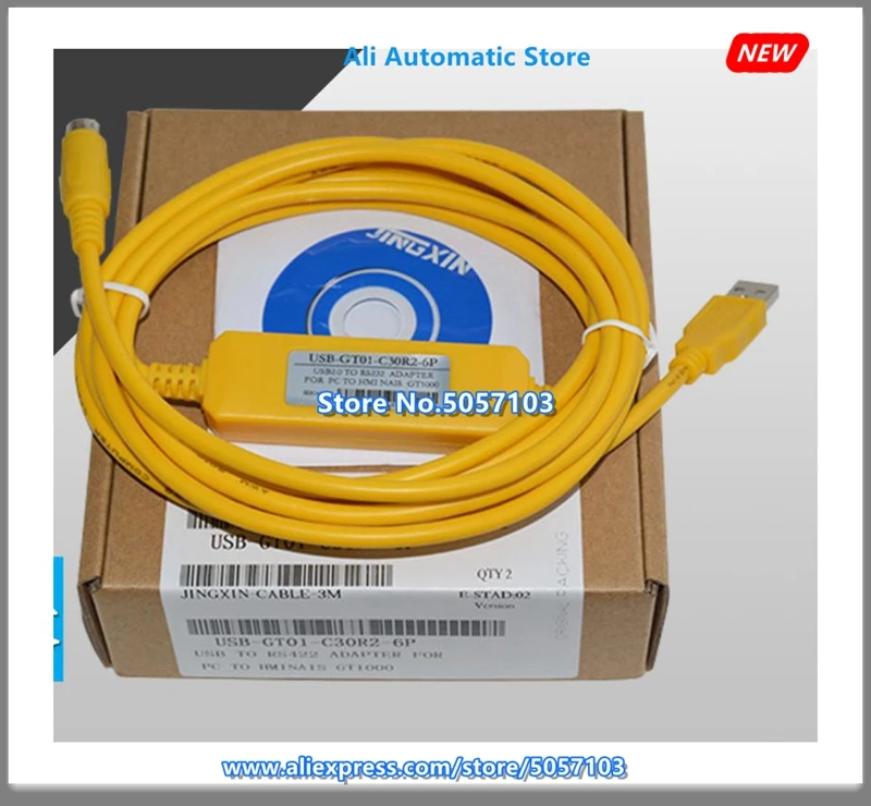 Yellow USB-GT01-C30R2-6P GT1020 GT1030 Touch Screen Download Cable