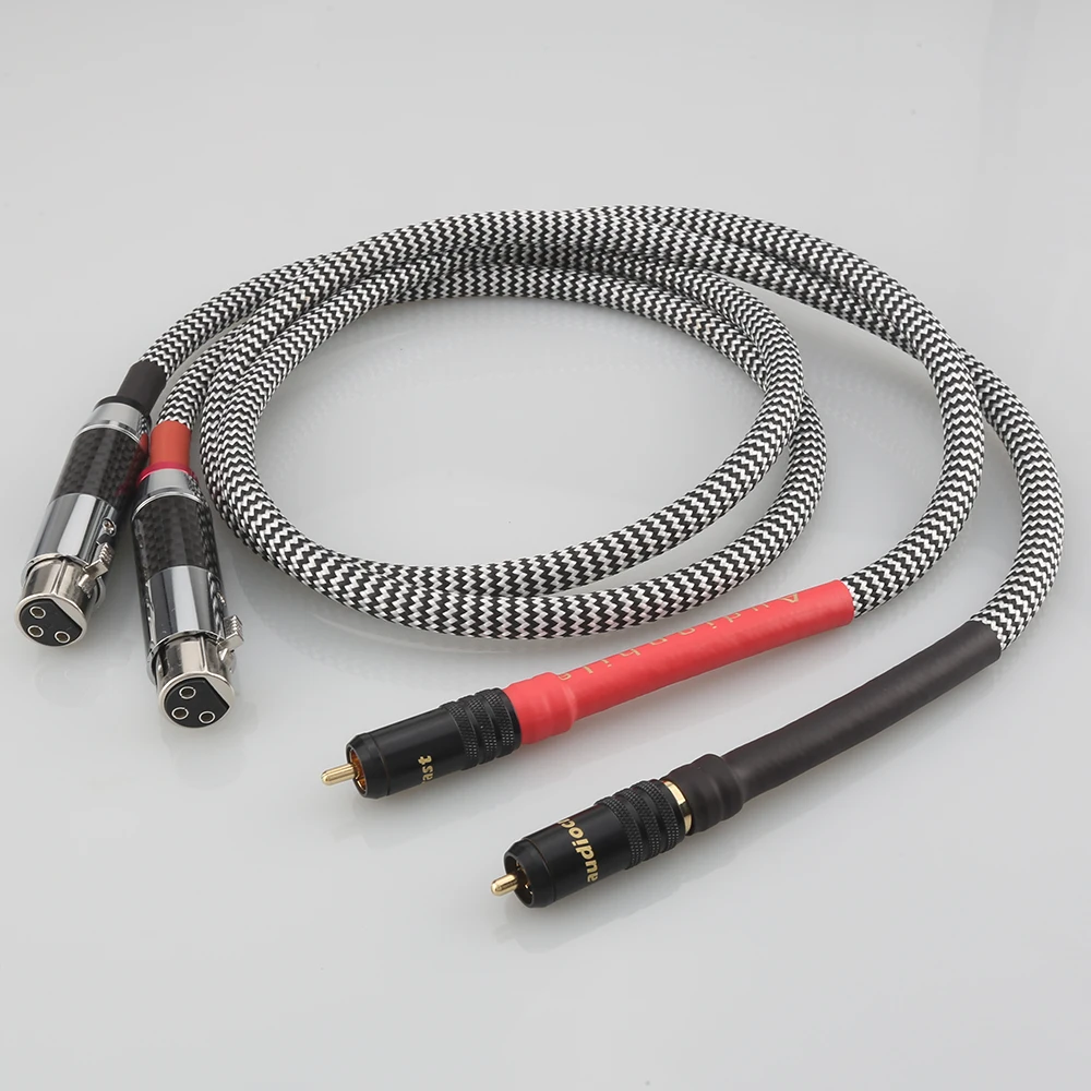 High Quality Audiocrast A10 audio Signature OFC Silver-Plated RCA Male To Black carbon fiber XLR Female Plug Audio Cable