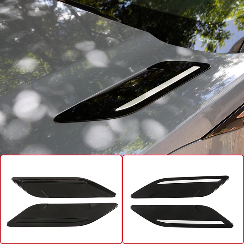 

1 Pair Glossy Black Car Hood Air Vent Outlet Wing Cover Trim For Land Rover Range Rover Evoque 2020-2022 Exterior Accessories