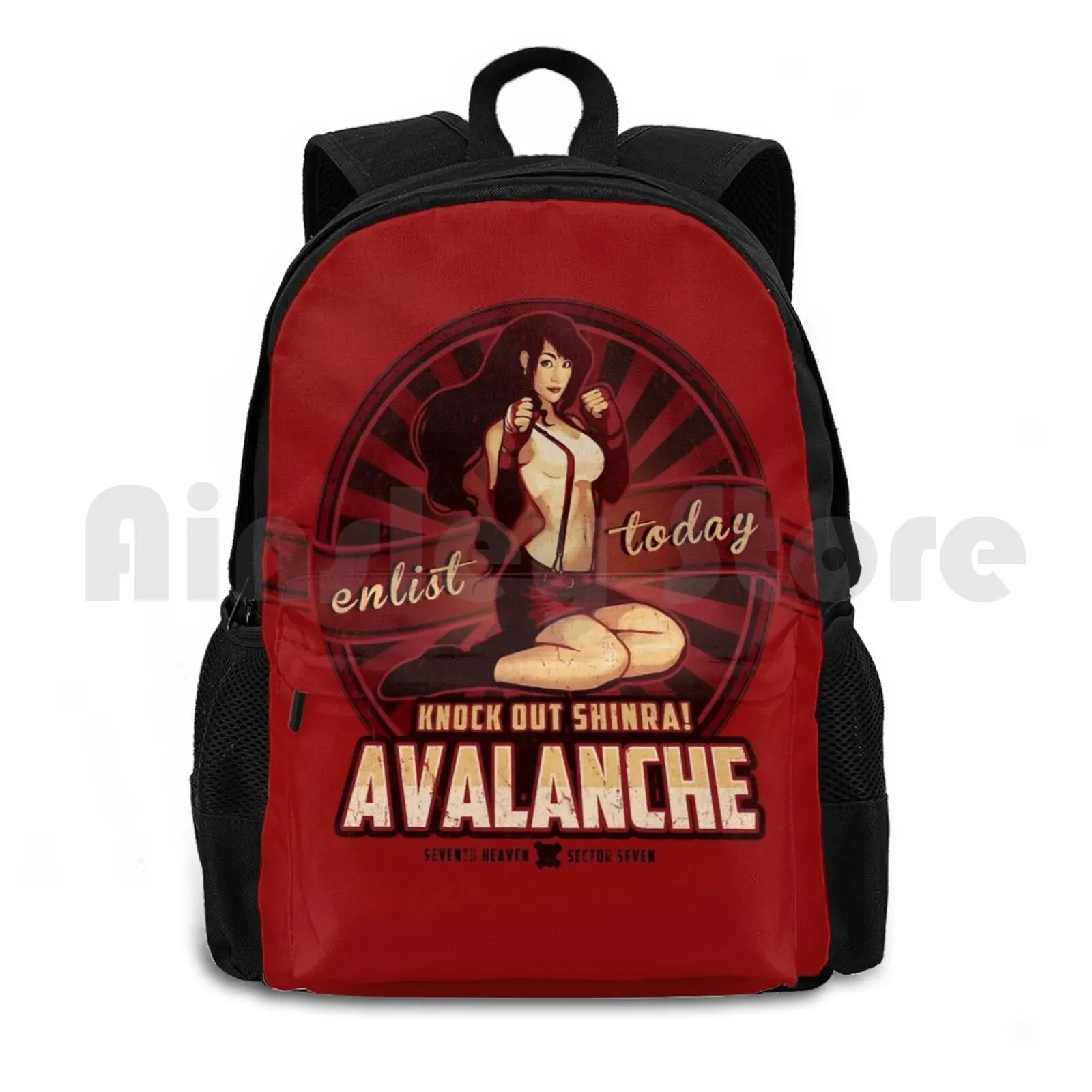 Avalanche Wants You! Outdoor Hiking Backpack Waterproof Camping Travel Megan Lara Avalanche Propaganda Ff7 Final Fantasy Final