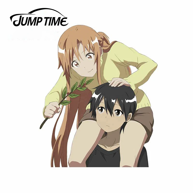 Jump Time 13 x 11cm for Anime Sword Art Online Asuna Yuuki Kirito Kazuto Kirigaya Car Stickers Fashion Car Bumper Window Decals