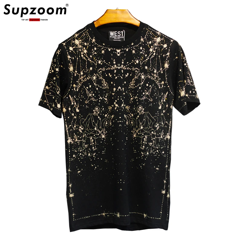 Supzoom New Arrival Top Fashion Knitted Summer Leisure Personality Star Cotton Loose Print O-Neck Casual Hip Hop T Shirt Men