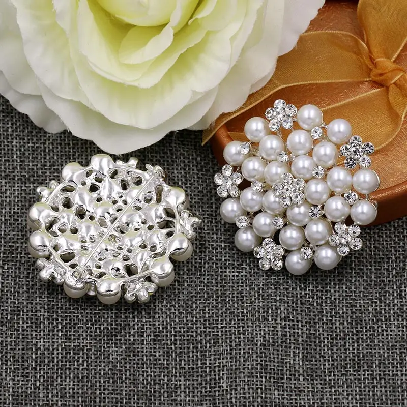 Baiduqiandu Brand Classic Imitation Pearls and Crystal Flower Wedding Bouquets Brooches