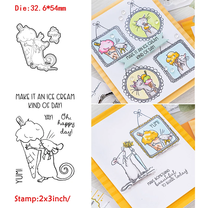 Lovely Mice Series Happy Valentine\'s Day Transparent Clear Stamps Matchable Cutting Dies for Diy Scrapbooking Cards New Crafts