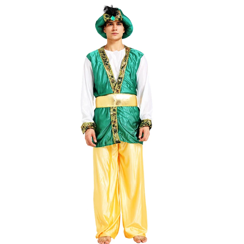 Mens Hinduism Indian costumes adult party jasmine aladdin costume Lamp genie Adam prince Fantasia Boy Arab Clothing cosplay