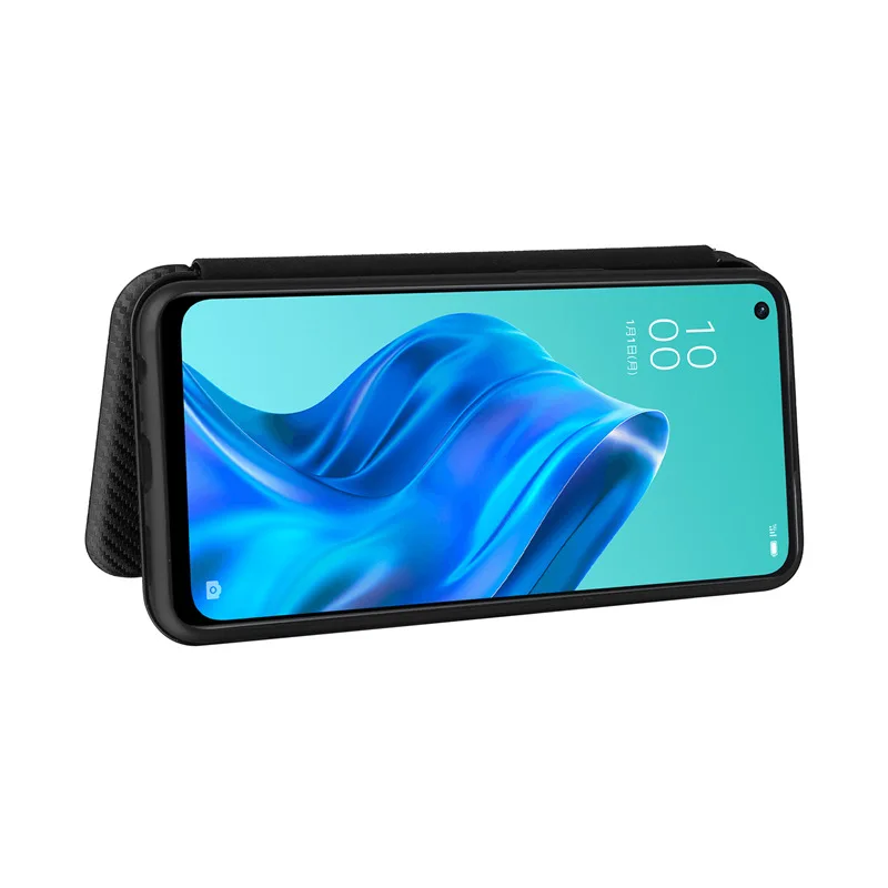 for OPPO Reno 5A 3A 3 A 3 5G Japan Version Case Carbon Fiber Flip Magnet Holder Phone Cover Card Slot for Reno5A Reno3A Funda