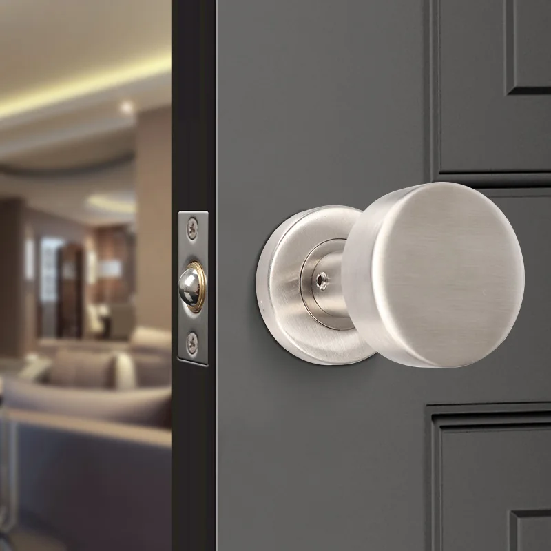 TOPKNORR Round Door Handle Single Side Lock 304 Stainless Steel Interior Bedroom Invisible Lock Room Secret Door Handle