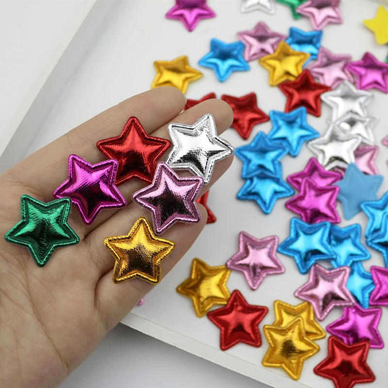 50Pcs Bright color Stars Patches Appliques DIY Craft Supplies Kids Hair Accessories Artesanato Materials Punk Clothes Ornaments