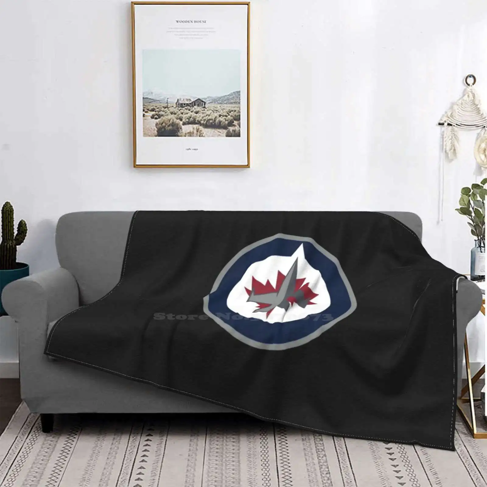 Jets - Winnipeg Soft Warm Blanket Sofa/Bed/Travel Love Gifts Logo Jet Ice Hockey