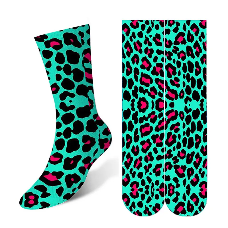 Leopard Snake Sexy Nieuwigheid Sokken Vrouwen Grappig Casual Katoen Hoge Kniekousen Vrouwelijke Harajuku Gelukkig Cartoon 3D Gedrukt Mannen sokken