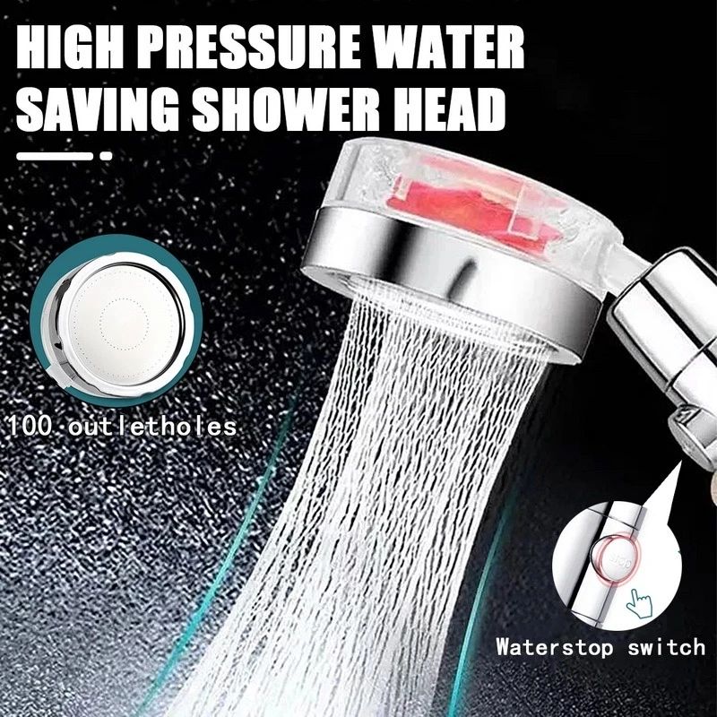 

Water Saving Shower Head High Pressure Turbo Bathroom 360 Degrees Rotating Rainfall Shower Head with Filter Pressurized Massage