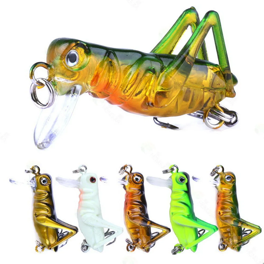 Fishing Lure 35mm 3g Grasshopper Insect Bait Flying Lure Hard Bait Realistic Artificial Bait Bass With 10 # Hooks Fishing Bait