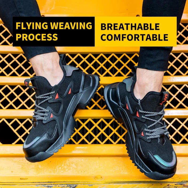 Indestructible Satin Shoes for Men Steel Work Safety Boots Non-slip Breathable Stab Proof Lightweight Comfortable Work Shoes