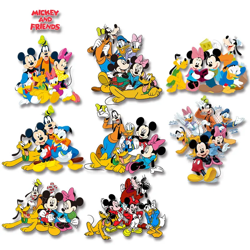 

Bruto Donald Duck Minnie Mickey family cartoon animals Printed Ironing For Clothing Vinyl Sticker Washable fusible patch