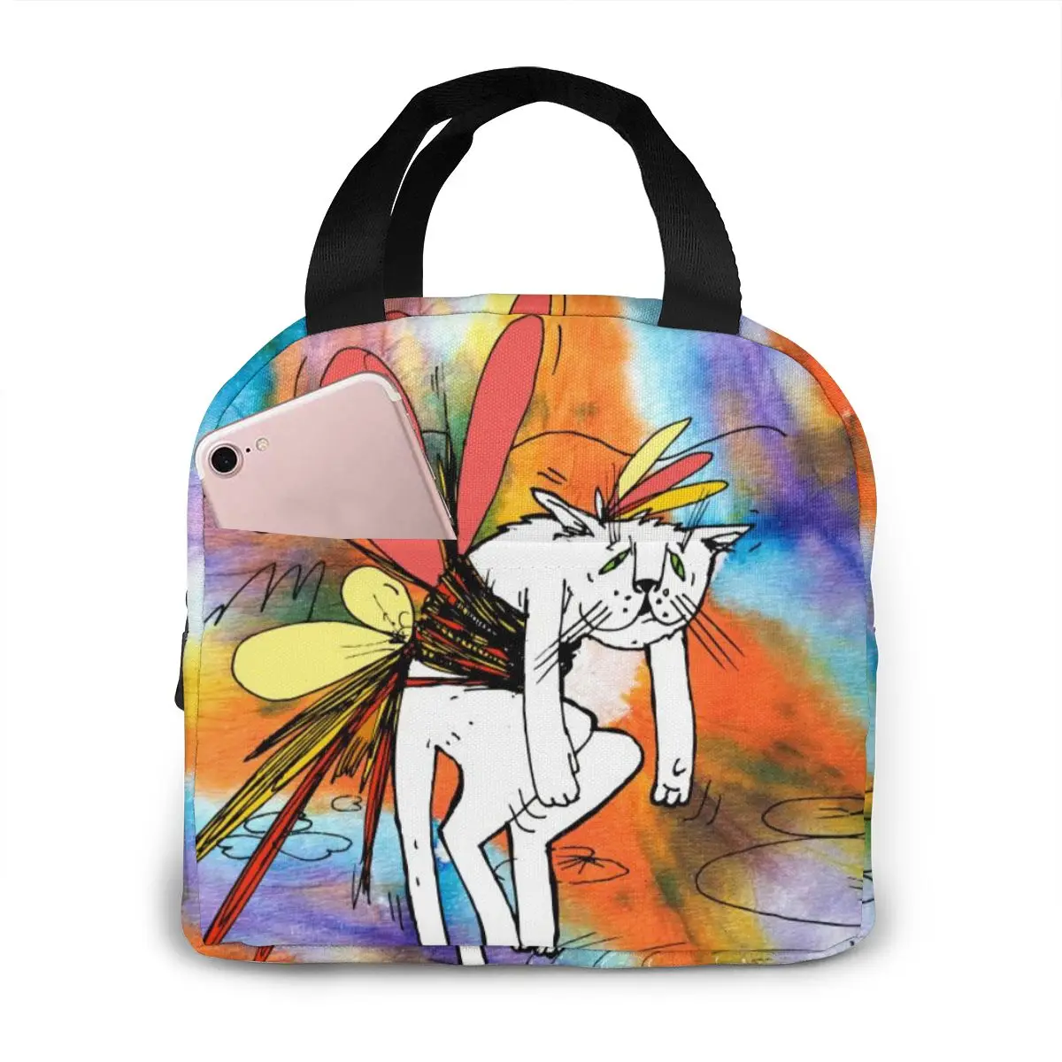 

NOISYDESIGNS Insulated Lunch Bag Thermal Graffiti Cats Cute Tote Bags Cooler Picnic Food Lunch Box For Kids Women Girls Ladies