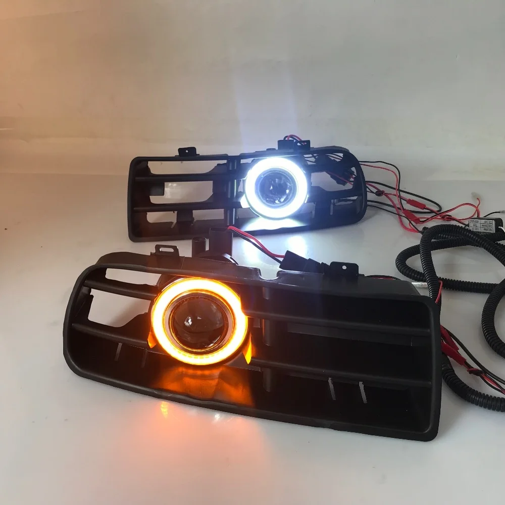 Osmrk fog lamp driving light assembly For Volkswagen Golf mk4 cob angel eye led daytime running lights turn signal