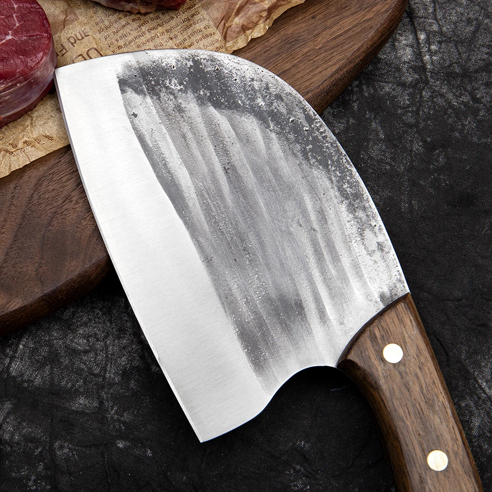 XITUO Full Tang Kitchen Chef Knife Premium High Carbon Steel Meat Cleaver Extra wide blade Solid Wooden Handle Cooking Tool