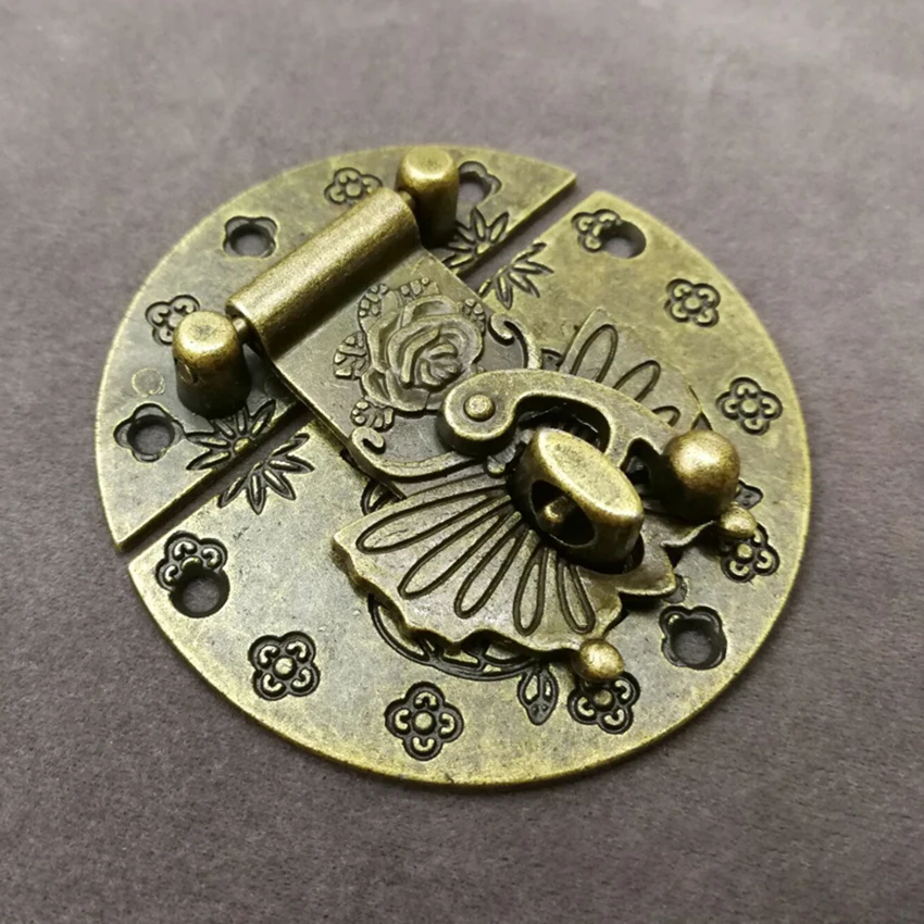 Antique Vintage Latch Hasp Drawer Cabinet Wooden Jewelry Box Case Hasp Latch, Wooden Box Bronze Buckle Lock Latch