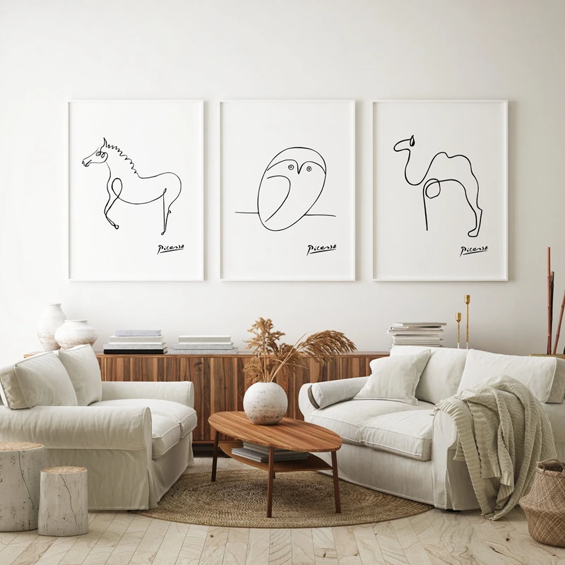 Pablo Picasso Print Animals Abstract Art One Line Drawings Painting Pictures Sketches Minimalist Wall Art Canvas Prints