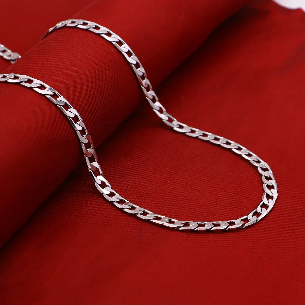 

6.5mm Cuban Whip Chain Necklace Vintage New 925 Silver Chain Links Elegant Unisex Neck Jewelry Durable Gift for Men & Women