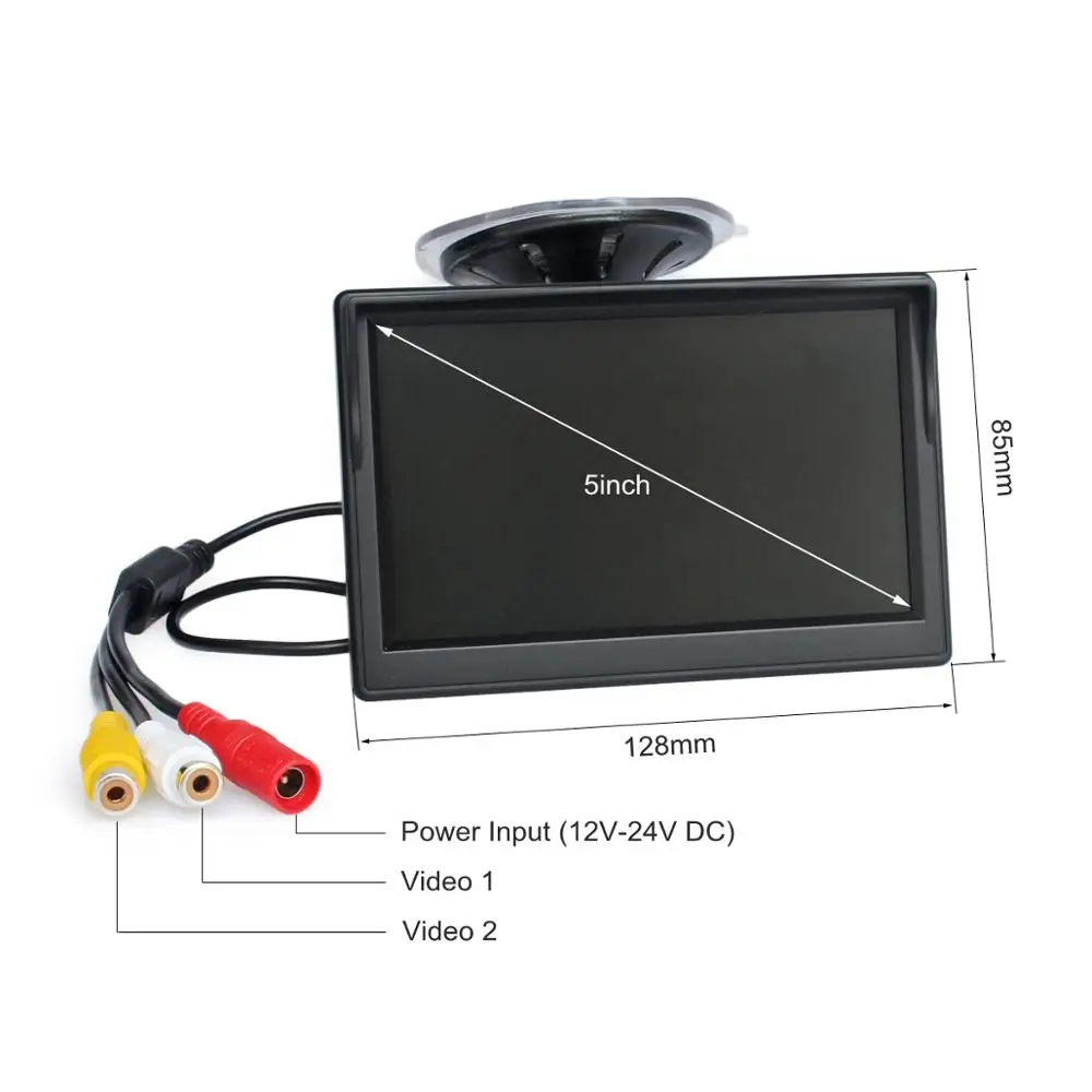 DIYKIT-Monitor de coche con pantalla LCD TFT de 5 pulgadas, vídeo impermeable, Sensor de Radar de estacionamiento, cámara de visión trasera de coche