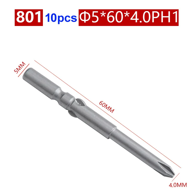 10 teile/los 801 Elektrische Schraubendreher bit 60mm Länge Runde Schaft Magnetische Phillips Kreuz schraube fahrer Bits set PH00 PH0 PH1 PH2 – Detail 20