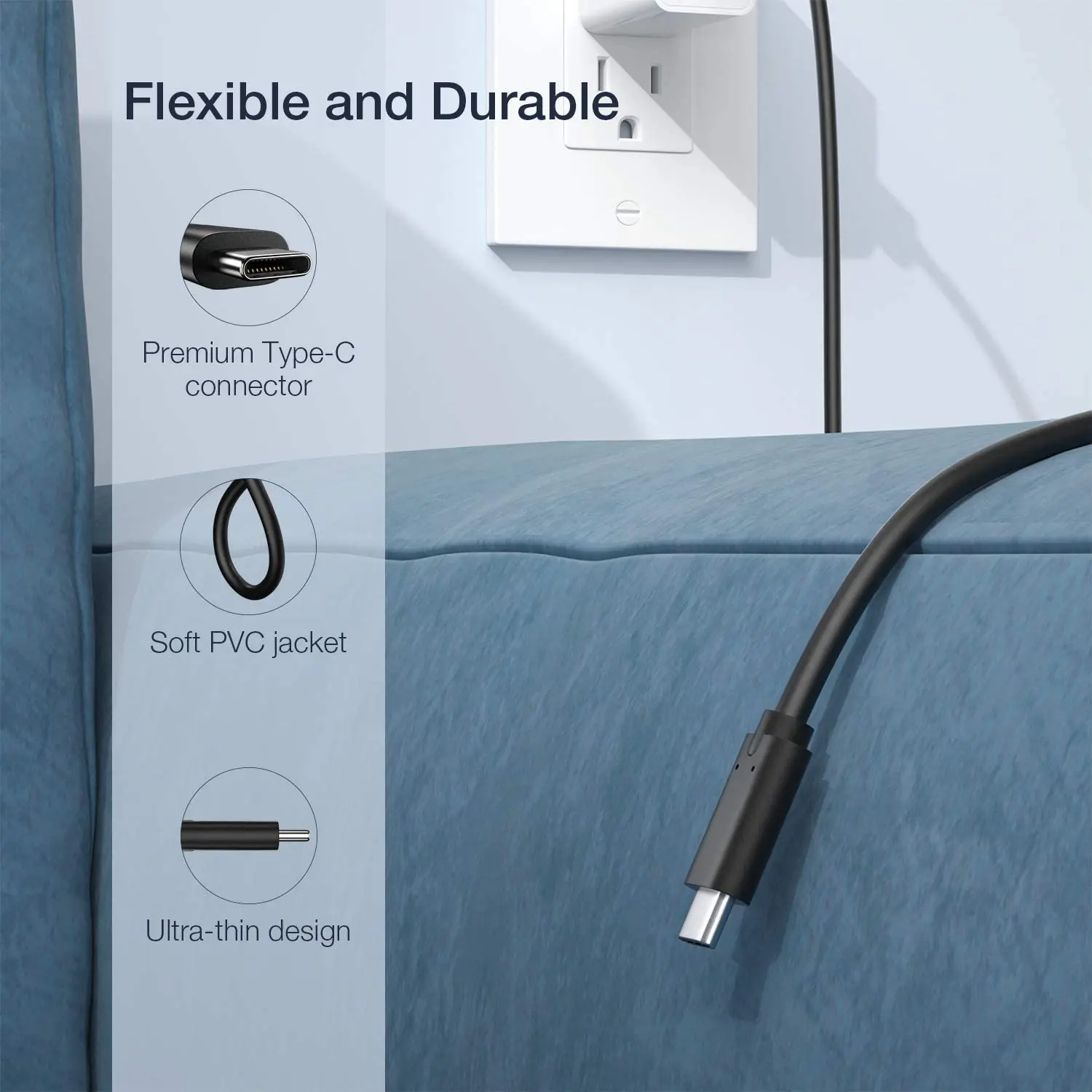 كابل USB من النوع C 3.3 إلى USB 3.0 ، 2 حزمة ، مقاوم سحب 56 كيلو أوم ، متوافق مع Samsung Galaxy S10E ، S10