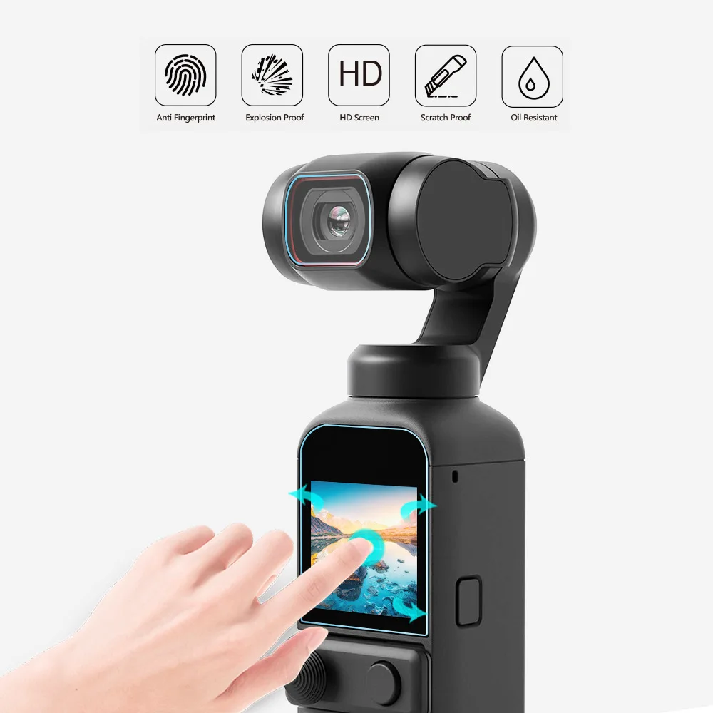 Protetor de tela de vidro temperado capa para dji osmo bolso 2 cardan handheld ação lente da câmera tela lcd proteção filme caso