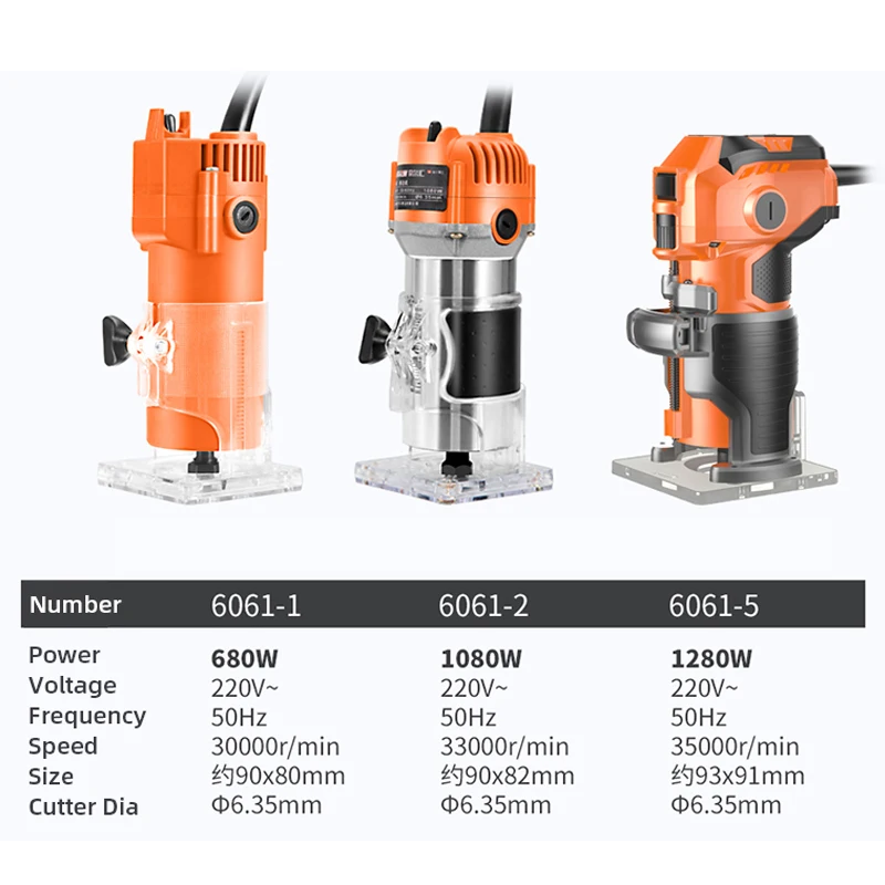 500W-1280W ウッドトリマー電動トリマー木工電動トリマーウッドラミネーターエッジトリマー木材フライススロッティングマシン