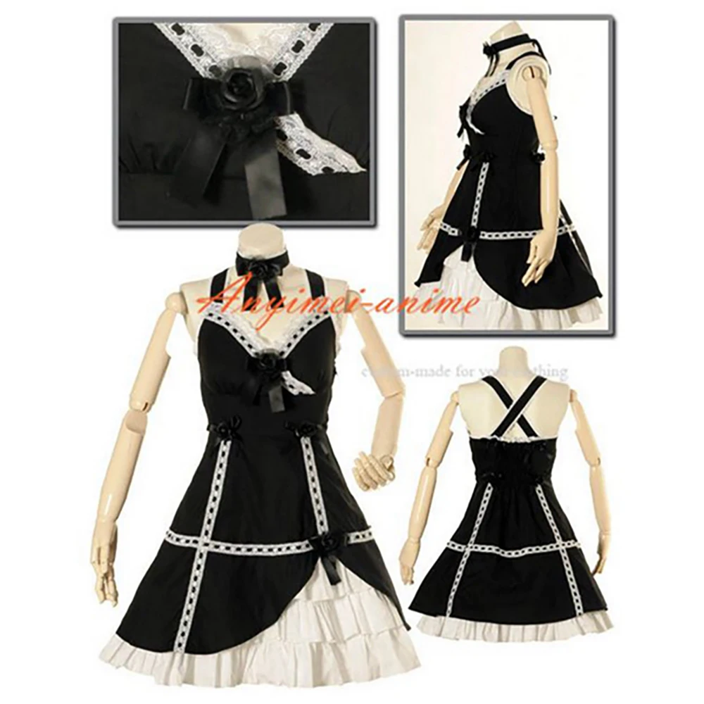 

fondcosplay Gothic Lolita Punk Fashion black cotton Dress Cosplay Costume CD/TV[CK1053]