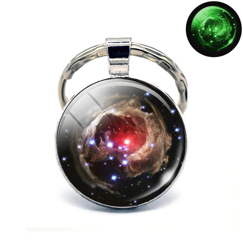 Glow In The Dark Galaxy Nebula Planet Key Chain Key Rings Holder Luminous Star Metal Keychain Men Car Key Holder gifts