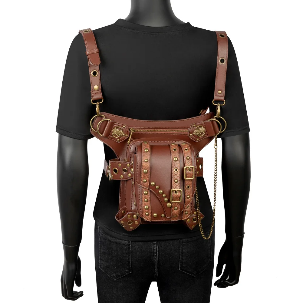 Punk Rock Hip Hop Fashion Trend Motorcycle Chain Bag Ladies Shoulder Messenger Bag Men's Waist Bag