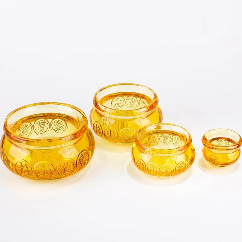 Feng Shui Chinese Crystal Gold Ingots, Yellow Wealth, Cornucopia Treasure Bowl, Statue Decoration