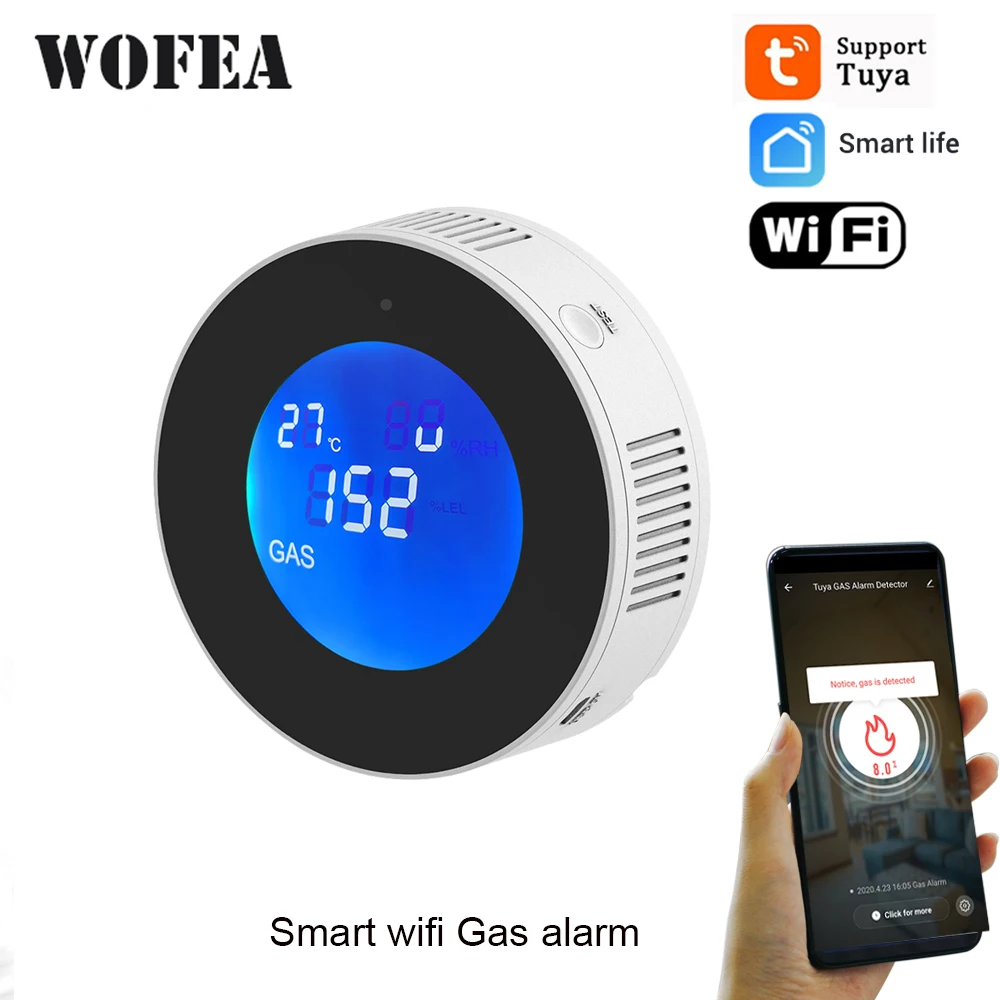 Tuya Wifi Smart gpl alarme de gaz naturel détecteur de fuite de gaz Combustible écran LCD Smart Life App Message Push Valve de fermeture automatique