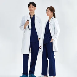 Silky Lab Coat Anti-static Princess Cut Consultation Midriff Coat Tab-Waist Women Men Uniforms Work Wear Pharmacy Robe M-501/701